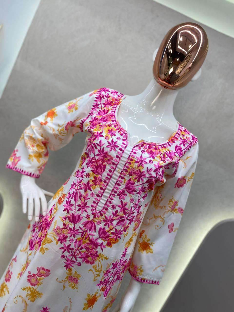 RAYON EMBROIDERED KURTIS WITH BOTTOM - MYLUXURY LANE ENTERPRISE